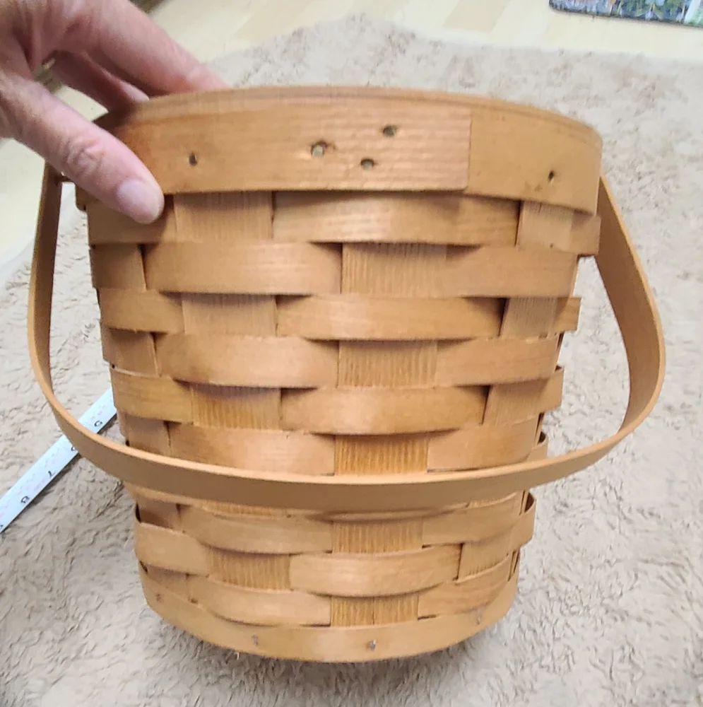 Peterboro Woven Basket Ice Bucket with Handle, Vintage